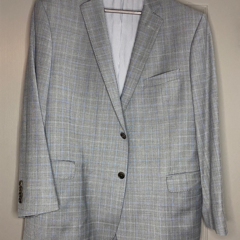 Brooks Brothers 46R Grey and Blue Suit